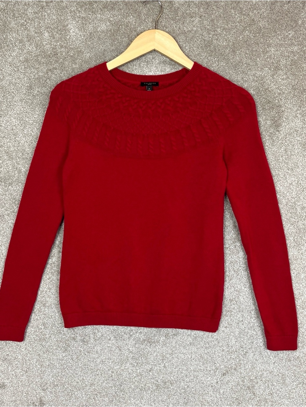 Talbots Sweater Womens P Petite Red Cotton Blend Long Sleeve Pullover- 4942